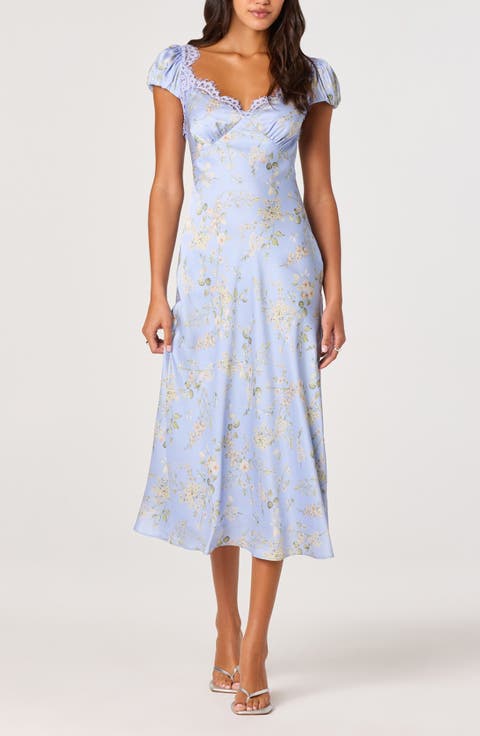 Makaela Floral Satin Midi Dress