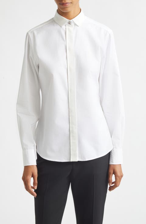 Sheena Grosgrain Trim Button-Up Shirt