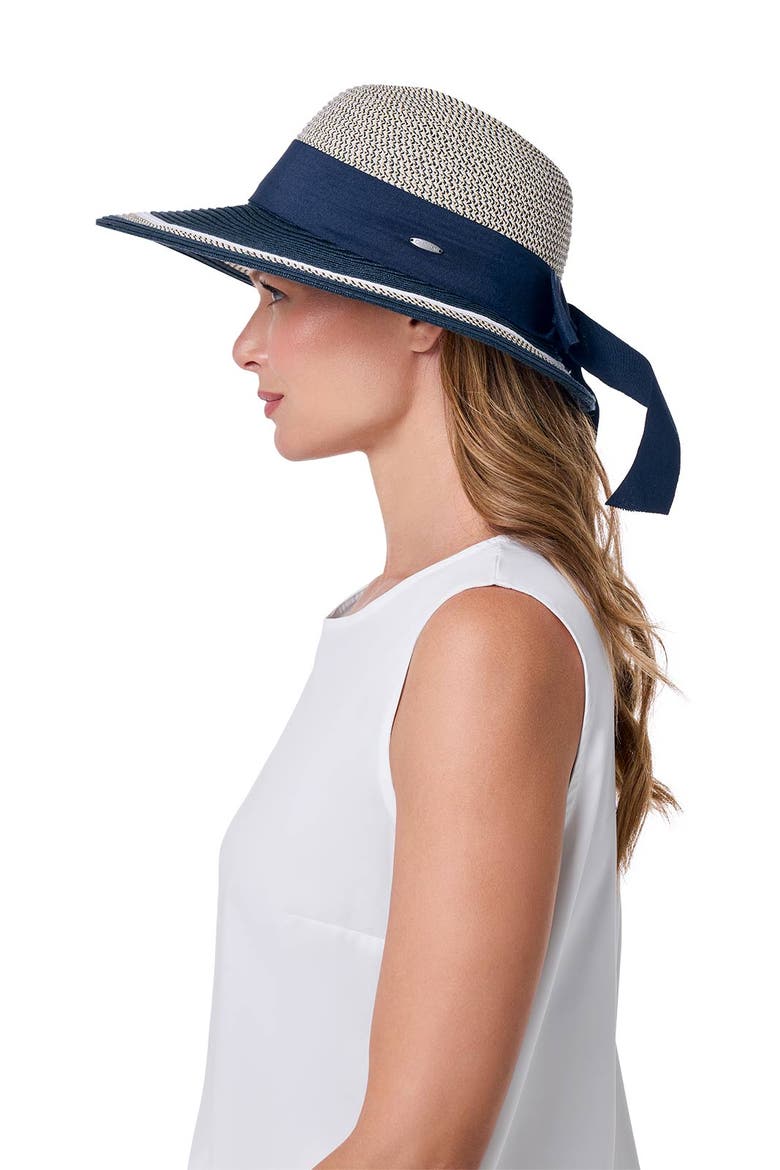 Women's Clara Sun Hat with Ribbon, UPF 50+ Sun Protection, Alternate, color, Navy/White Colorblock