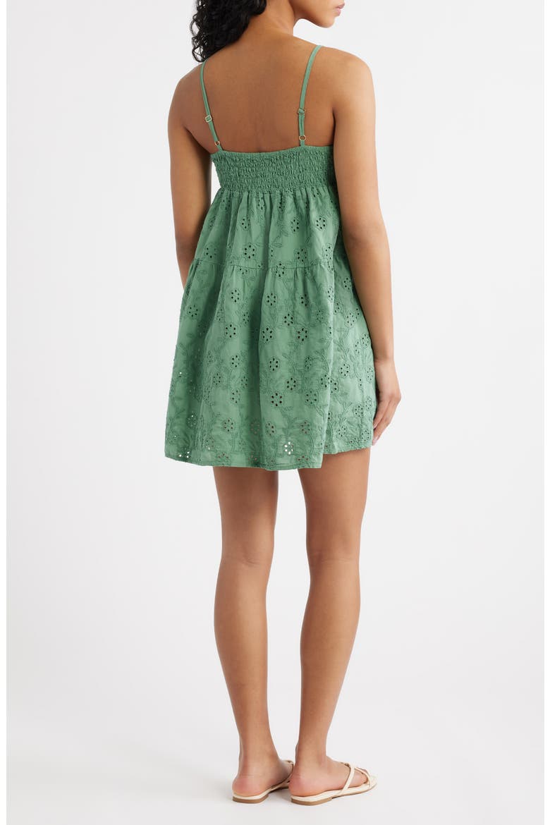 Amore Cotton Broderie Minidress, Alternate, color, GREEN