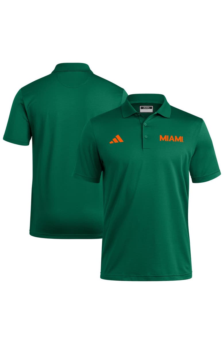 adidas Green Miami Hurricanes Ultimate 365 Ottoman Polo Shirt, Alternate, color, Green