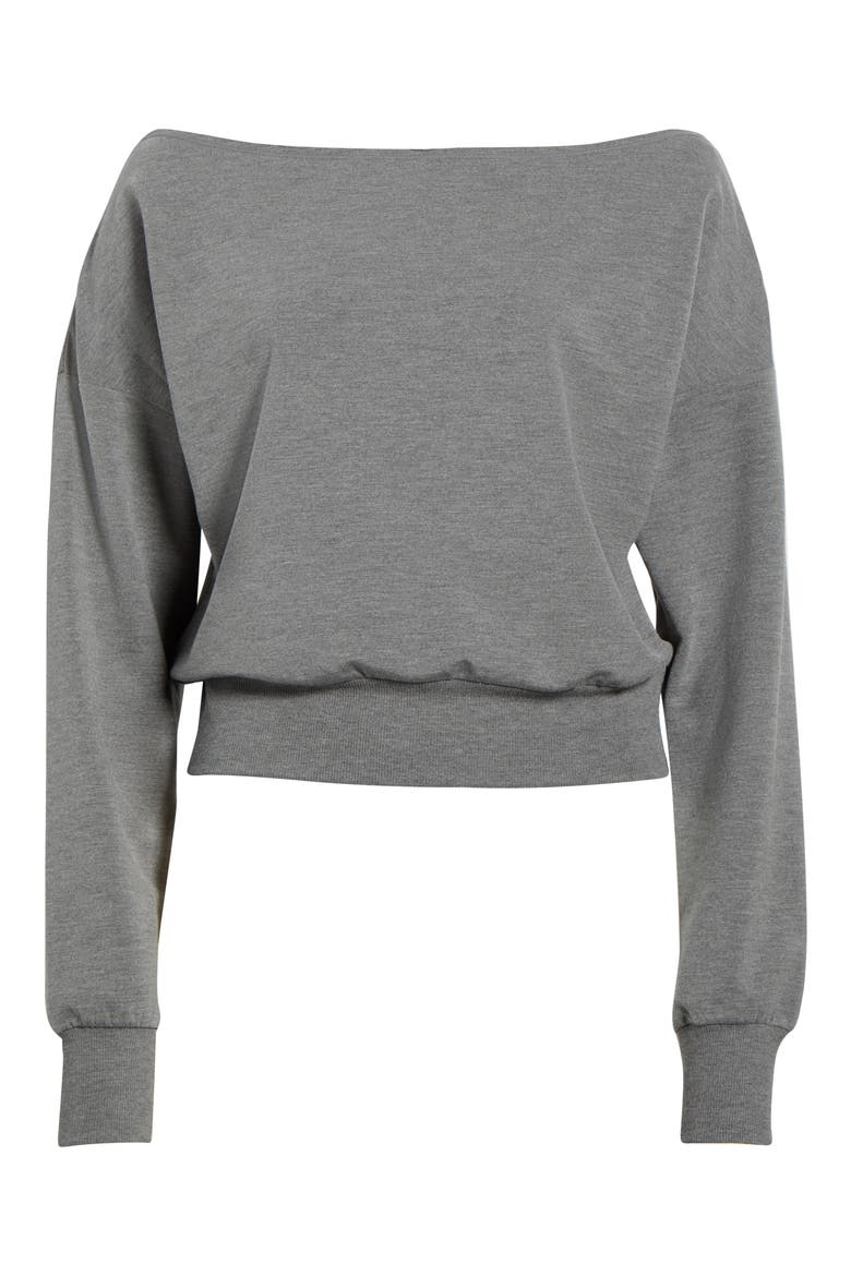 Flashdance Boat Neck Fleece Sweatshirt, Alternate, color, HEATHER SEEL GREY