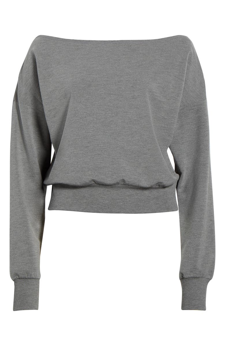 MPG Flashdance Boat Neck Fleece Sweatshirt, Alternate, color, Heather Seel Grey