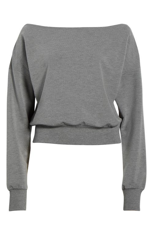 Mpg Flashdance Boat Neck Fleece Sweatshirt In Gray