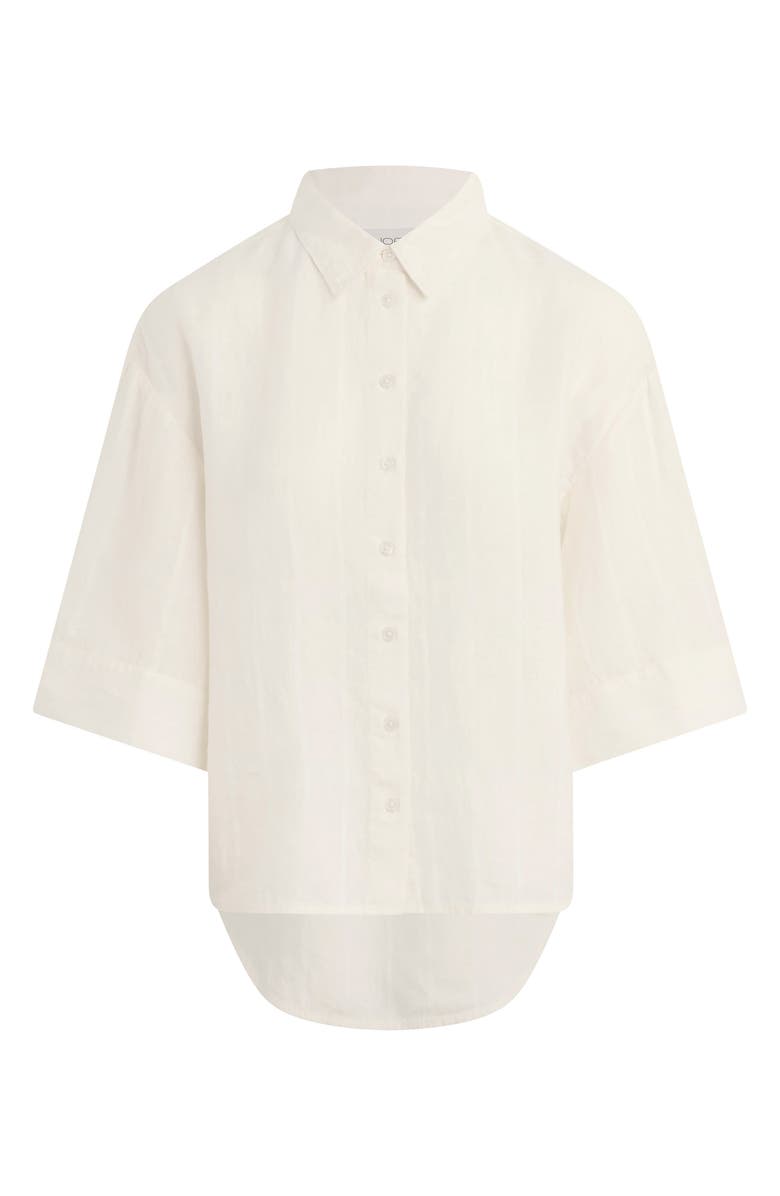 Favorite Daughter The Off Duty Stripe Linen Blend Button-Up Shirt, Alternate, color, Cream