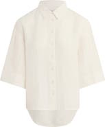 Favorite Daughter The Off Duty Stripe Linen Blend Button-Up Shirt