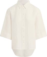 Favorite Daughter The Off Duty Stripe Linen Blend Button-Up Shirt