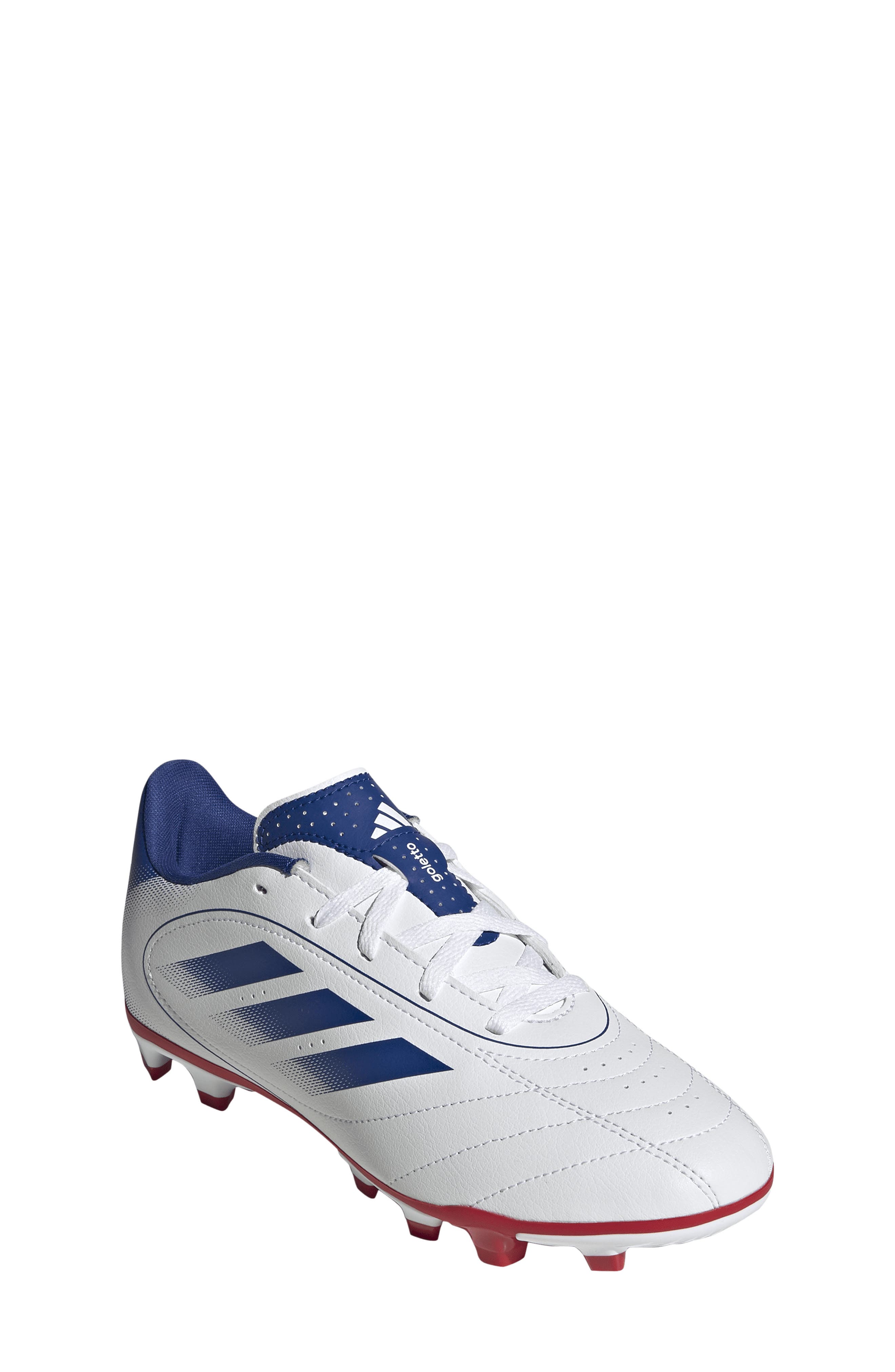 adidas Kids' Goletto IX Soccer Cleat, Main, color, White/ Royal Blue/ Scarlet