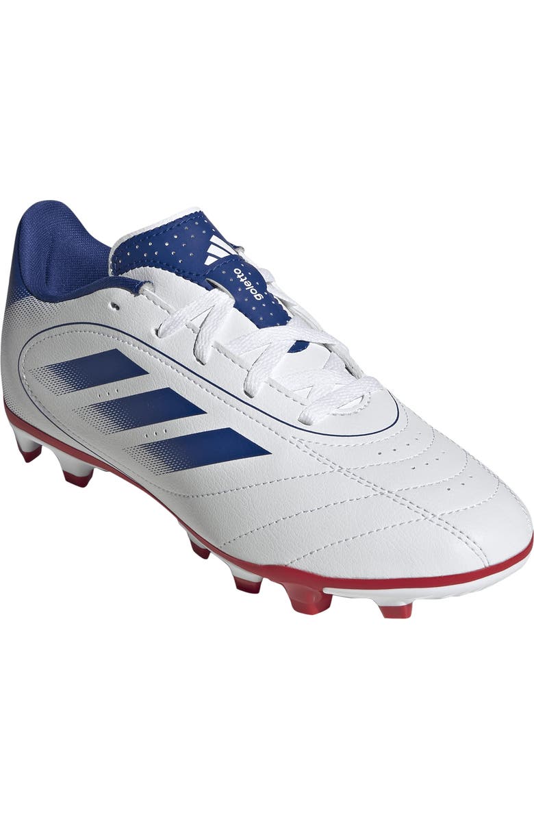 adidas Kids' Goletto IX Soccer Cleat, Main, color, White/ Royal Blue/ Scarlet