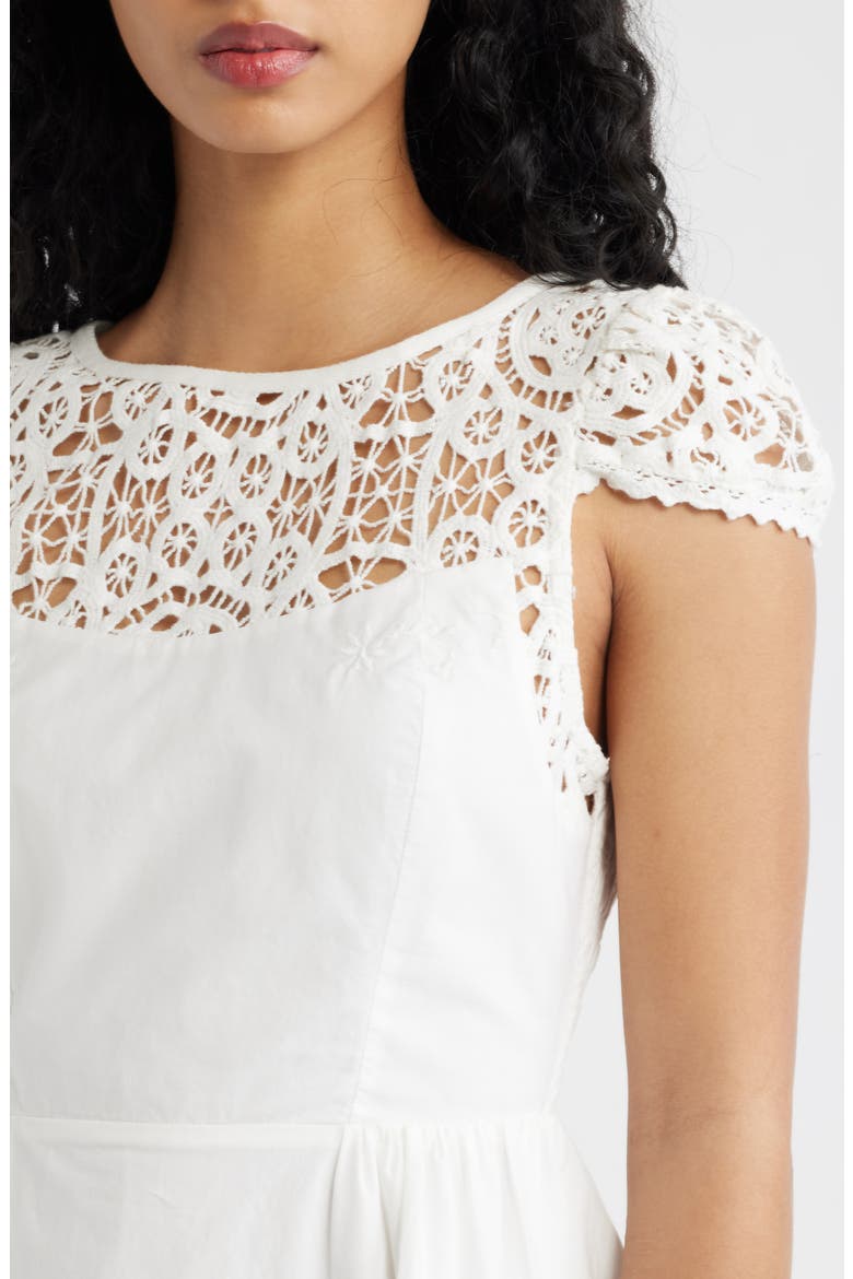 Gail Cutwork Detail Cotton Minidress, Alternate, color, IVORY