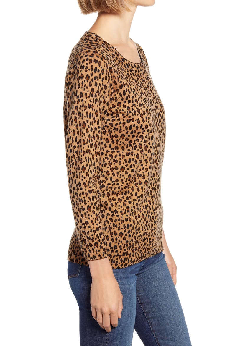 Leopard Print Merino Wool Sweater (Nordstrom Exclusive), Alternate, color, CAMEL MOD LEOPARD