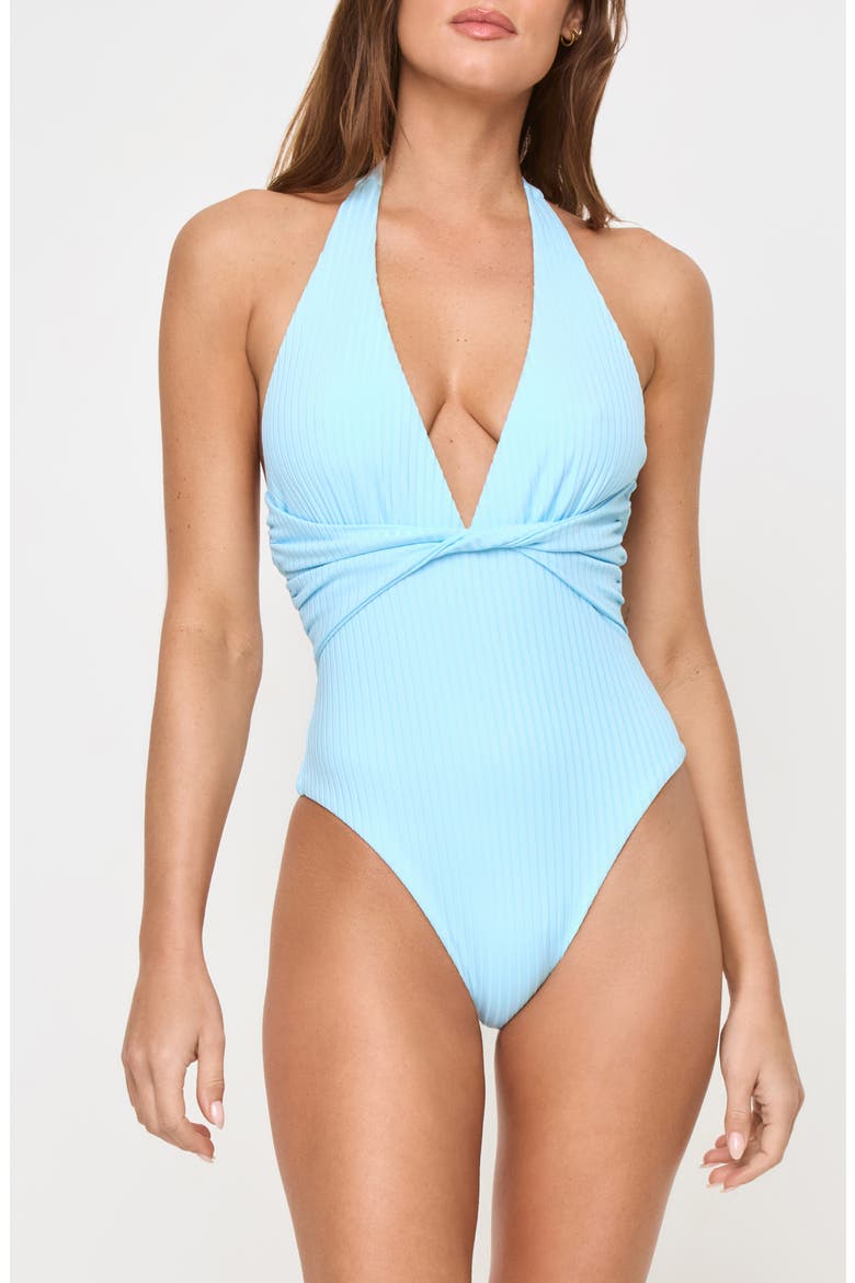 Coast to Coast Halter One-Piece Swimsuit, Main, color, TOURMALINE