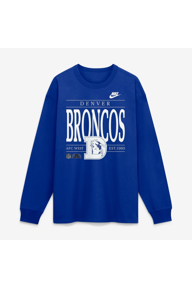 Men's Nike Royal Denver Broncos Red Zone Long Sleeve Max90 T-Shirt, Main, color, Royal