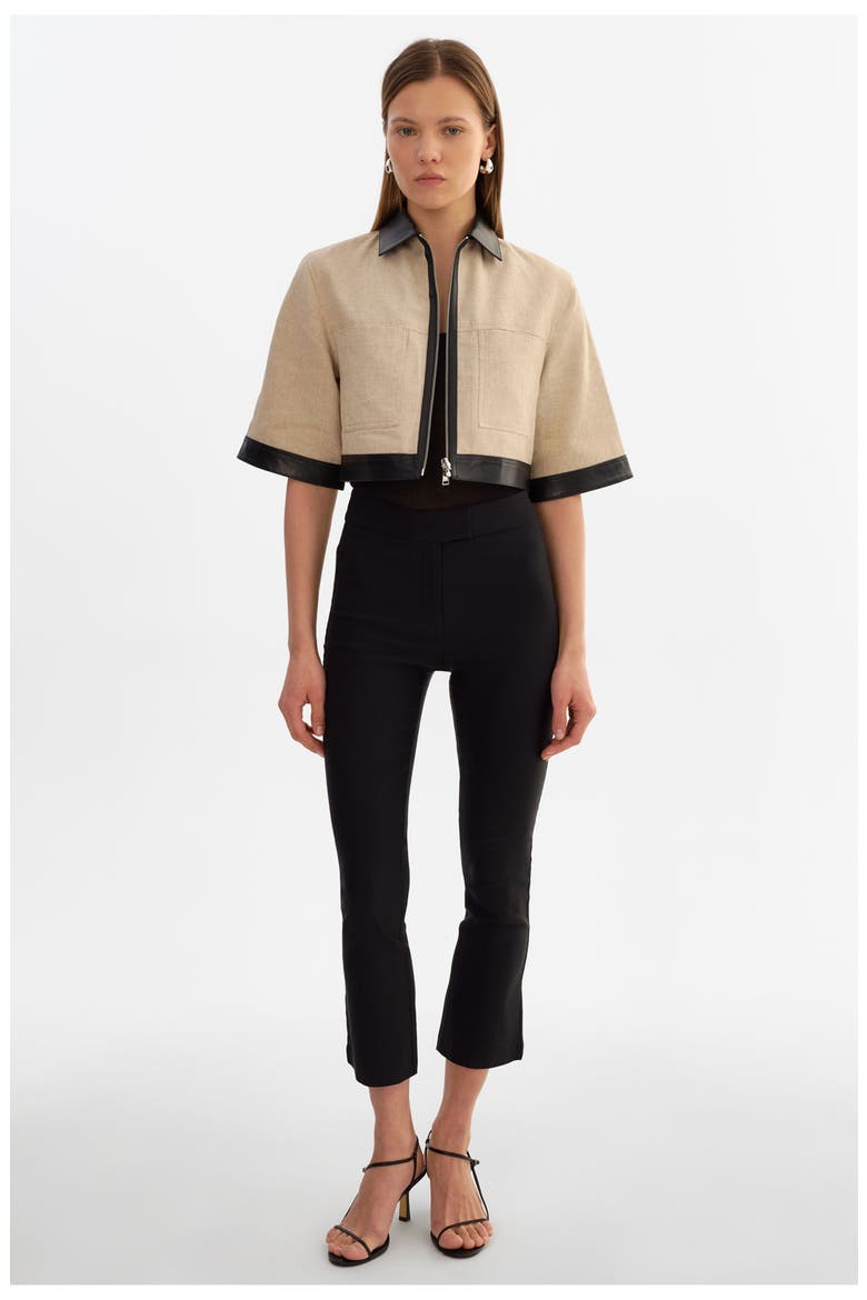 Caprice | Short Sleeve Jacket, Alternate, color, Black/Beige