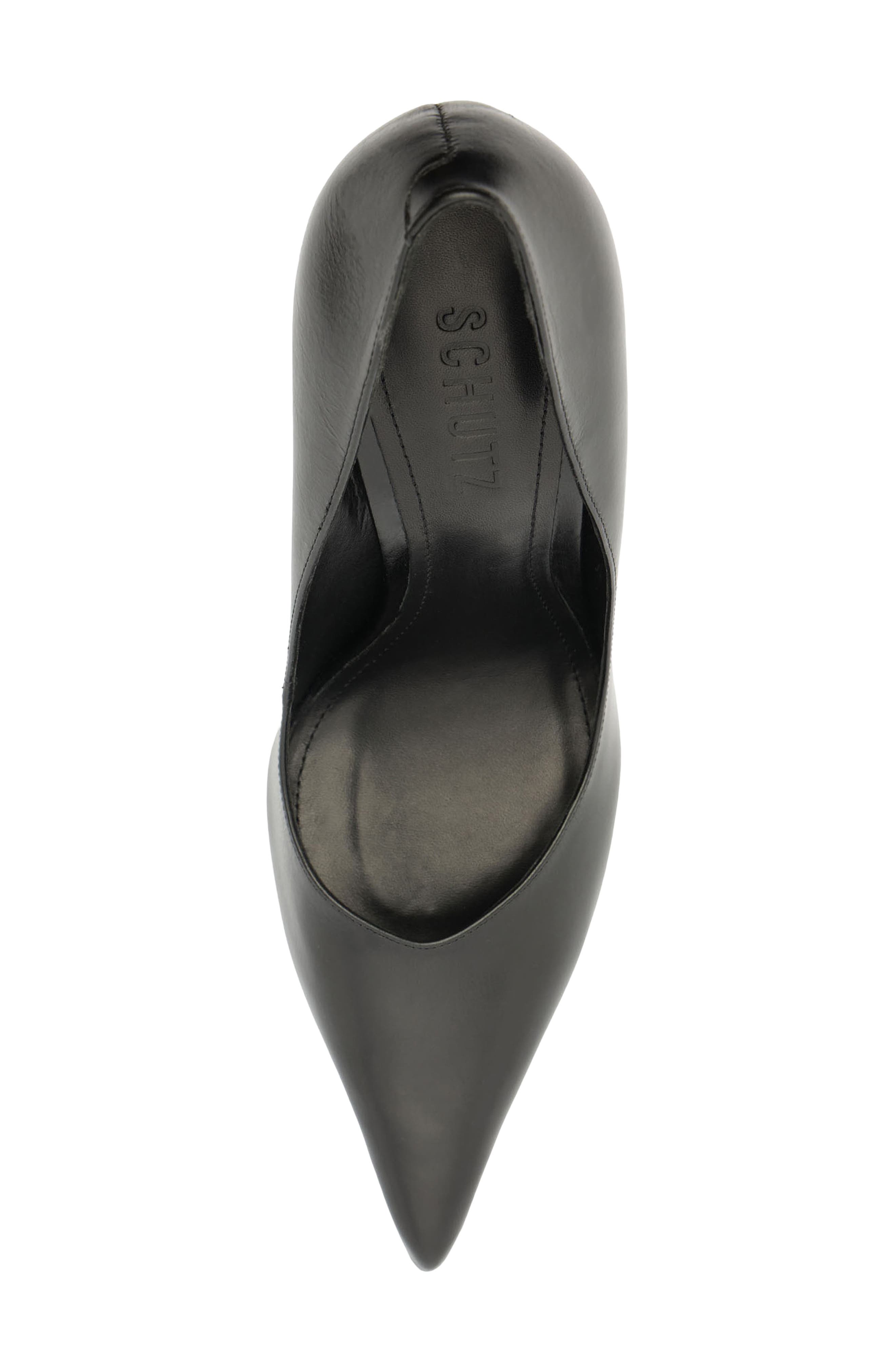 Lexi Pointed Toe Block Heel Leather Pump, Alternate, color, BLACK
