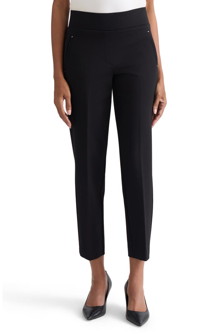 High Waist Pull-On Straight Leg Ankle Pants, Main, color, JONES BLACK