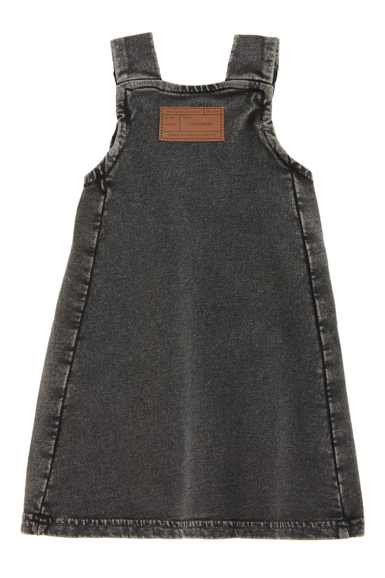Buckle Faux Denim Organic Cotton Dress, Alternate, color, BLACK