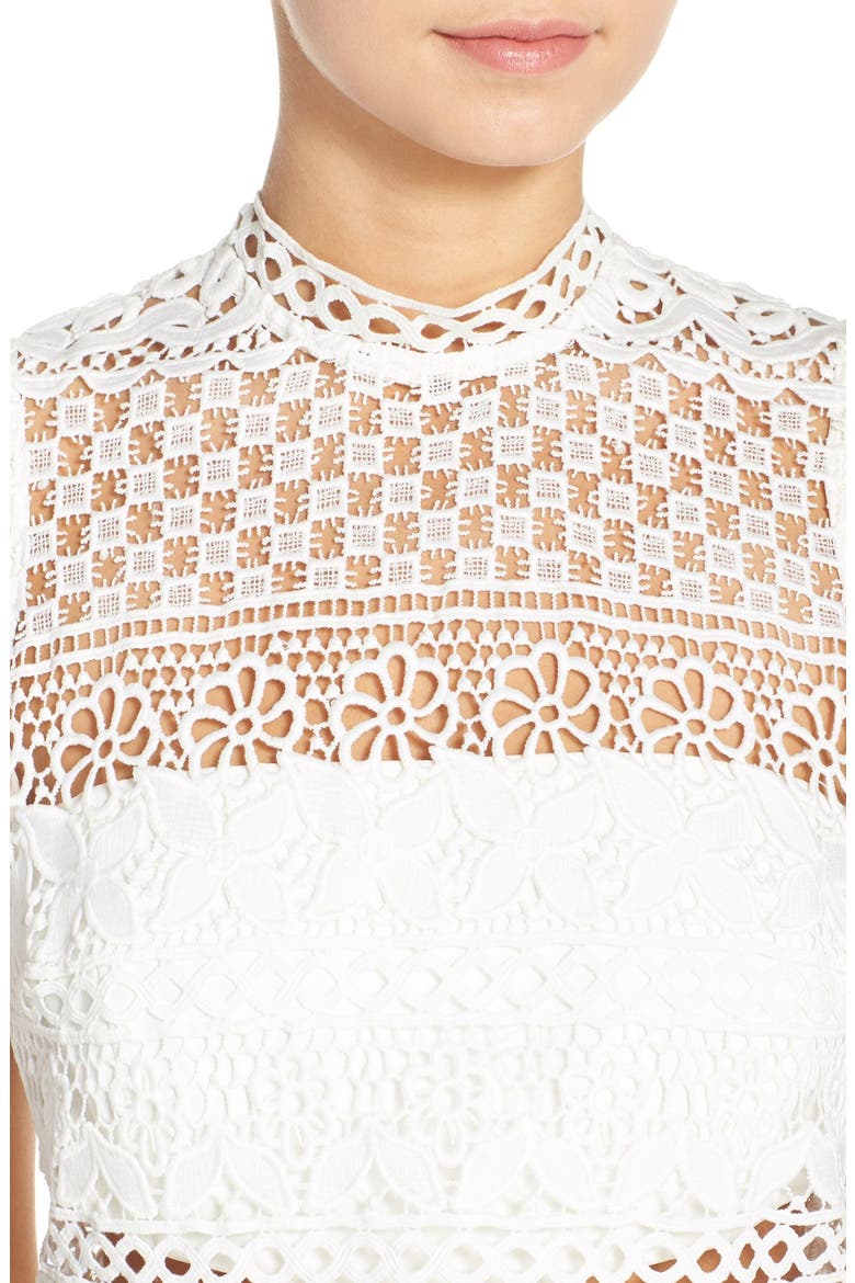 'Calista' Lace Two-Piece Sheath Dress, Alternate, color, WHITE