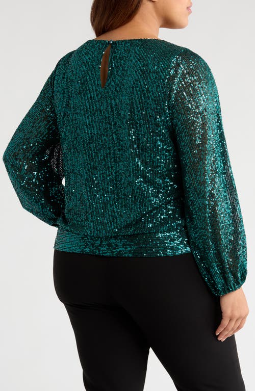 Tahari Asl Sequin Tie Hem Top In Green