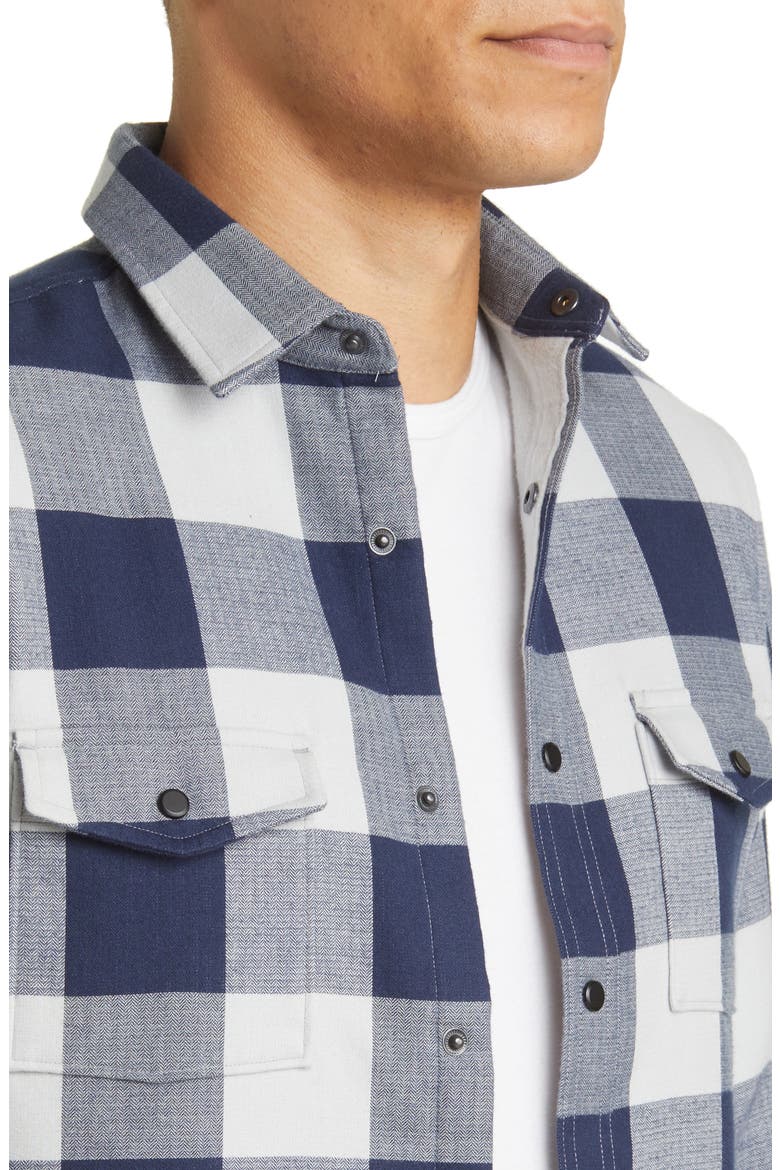 Trim Fit Buffalo Check Snap-Up Shirt Jacket, Alternate, color, GREY - NAVY BUFFALO