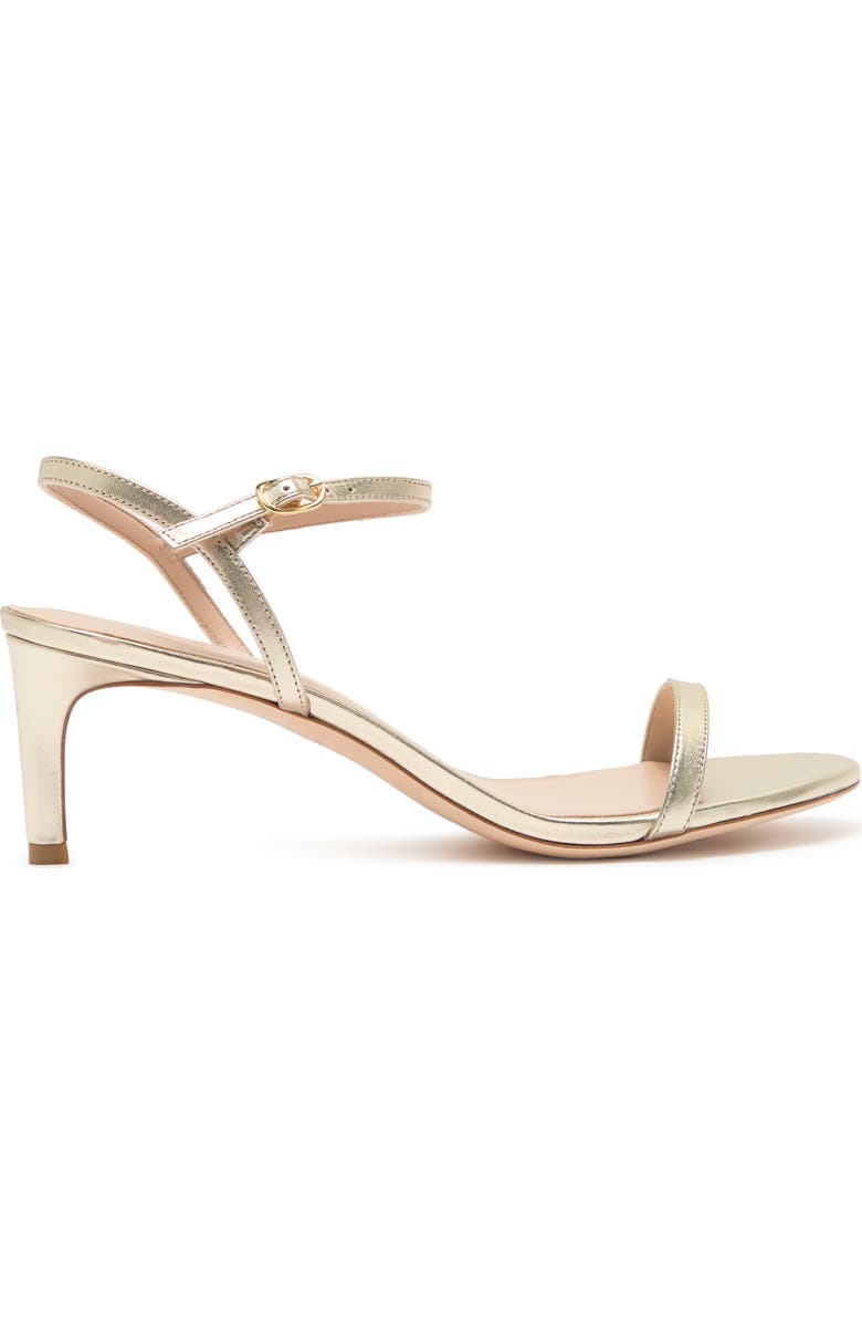Stuart Weitzman Dancer Metallic Leather Stiletto Sandal, Alternate, color, Platino
