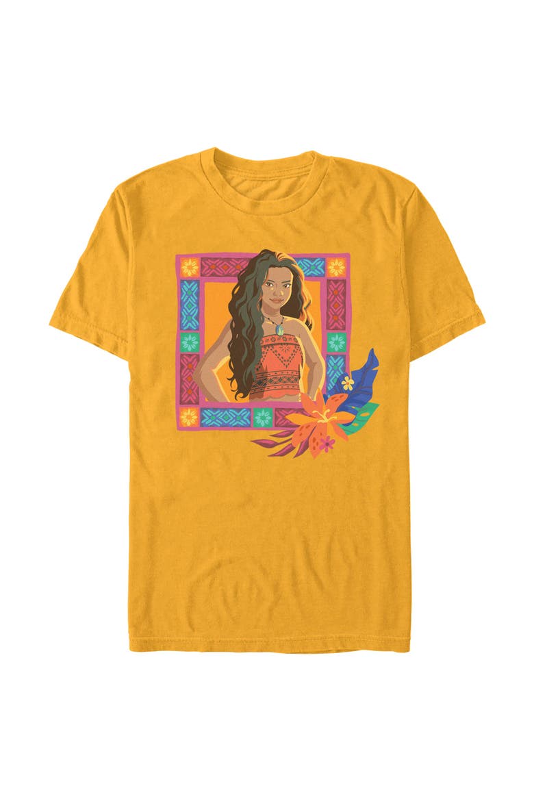 Men's Moana Colorful Floral Portrait  Graphic T-Shirt, Main, color, Gold