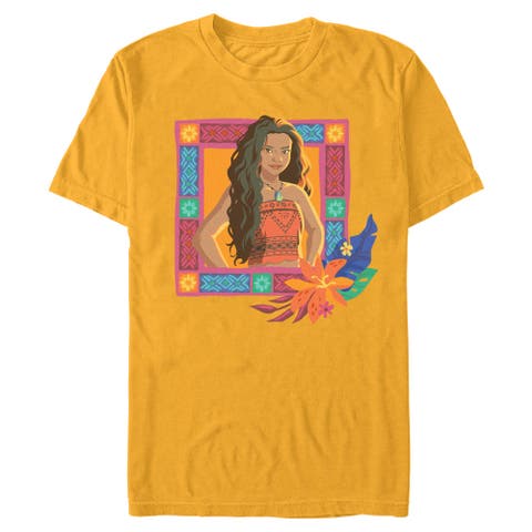 Men's Moana Colorful Floral Portrait  Graphic T-Shirt