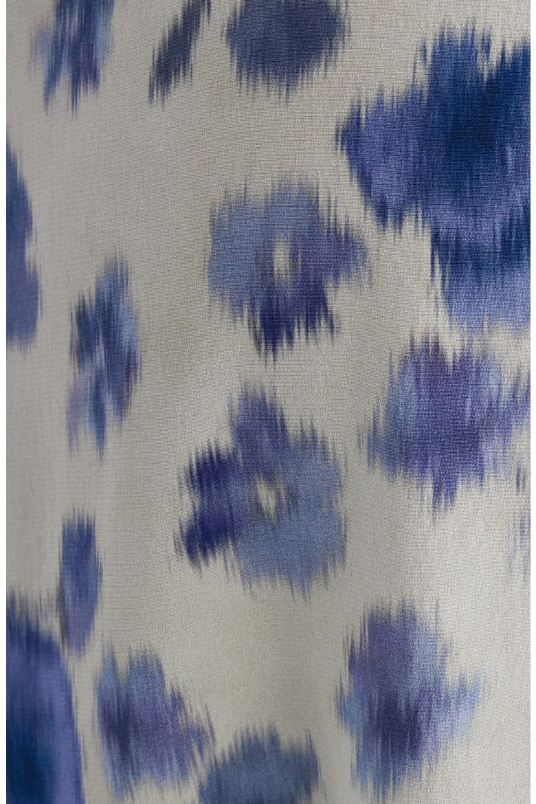 Sakura Floral Ikat Print Stretch Silk Skirt, Alternate, color, BLUE