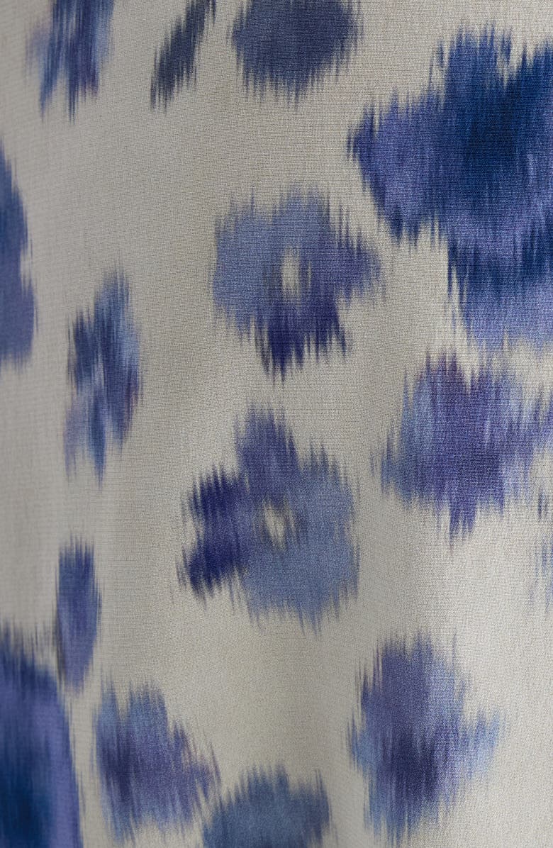 Isabel Marant Sakura Floral Ikat Print Stretch Silk Skirt, Alternate, color, Blue