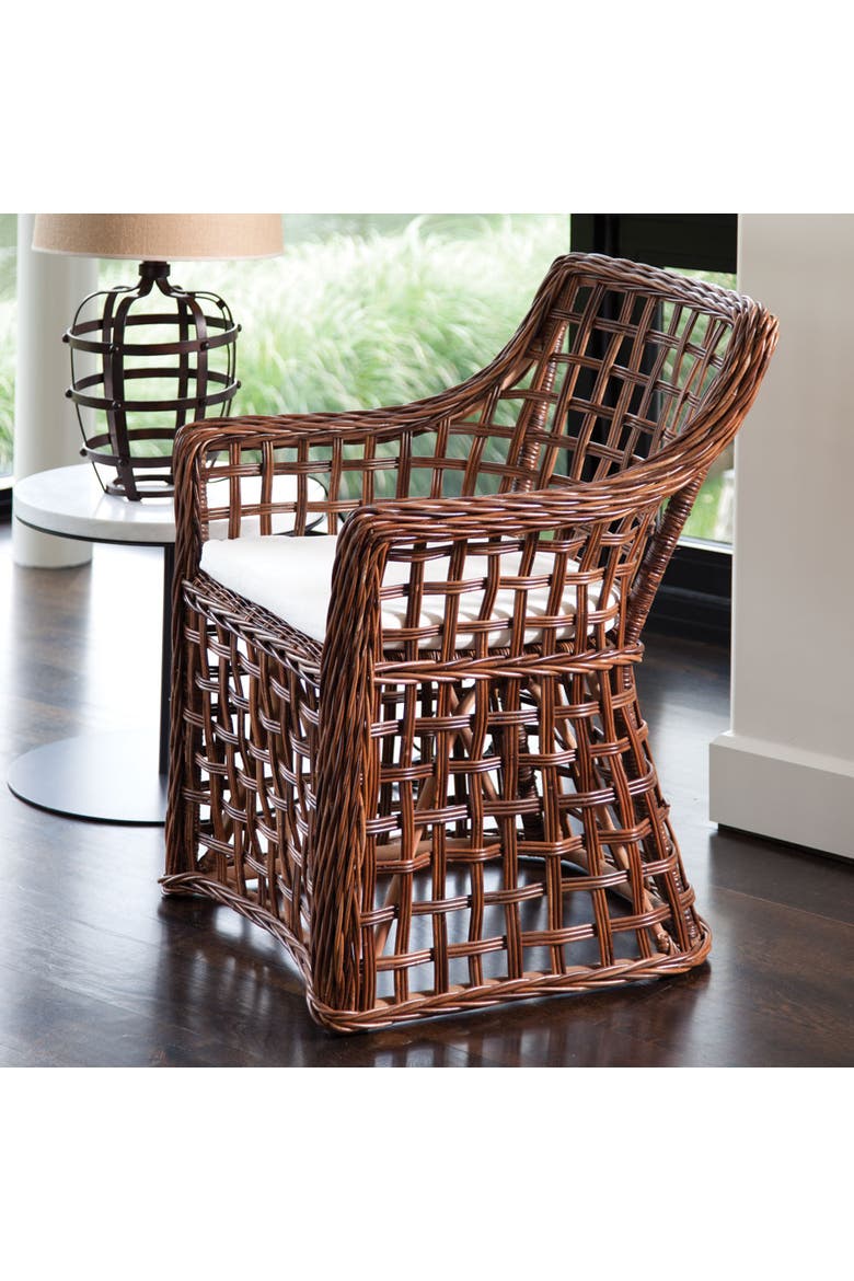 Normandy Open Weave Arm Chair, Alternate, color, Brown