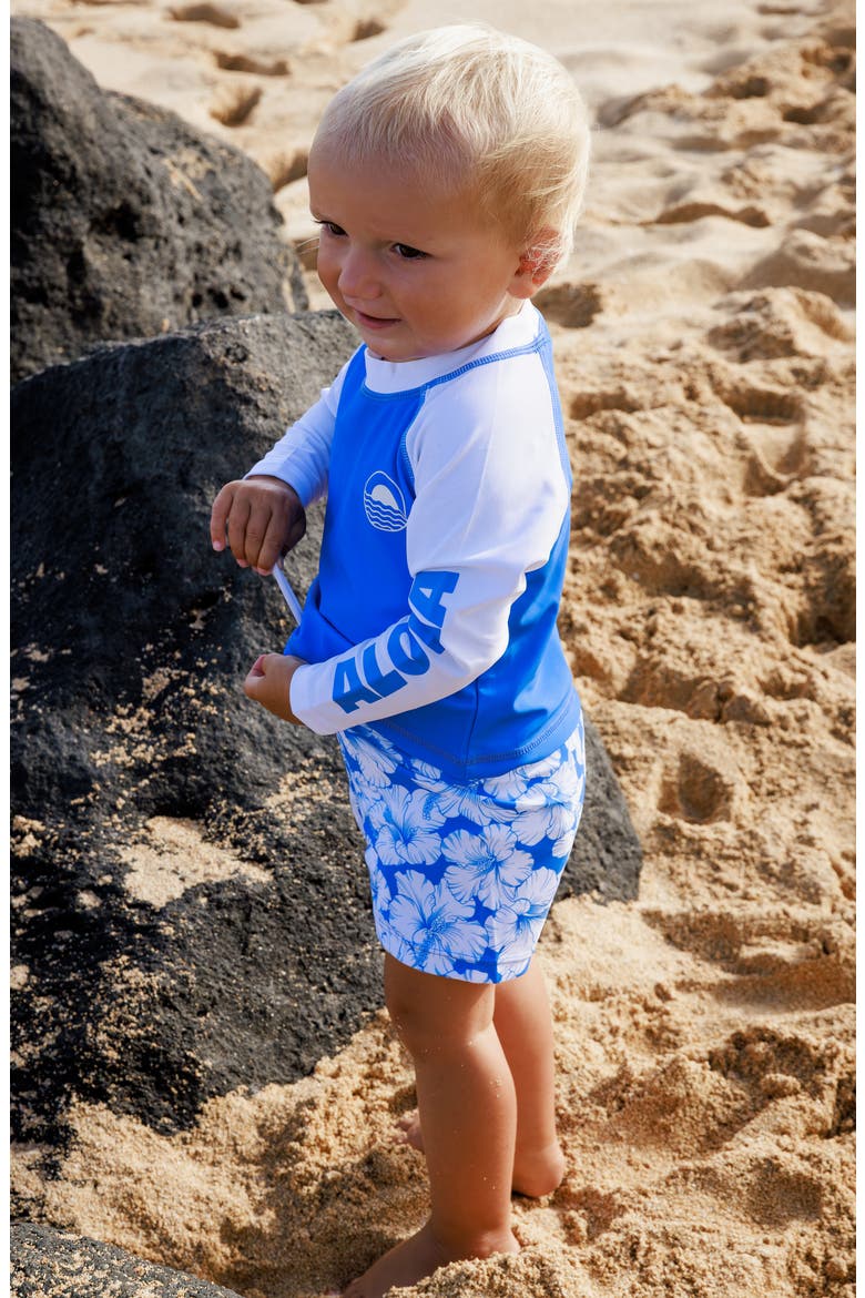 Kids' Surf's Up Long Sleeve Two-Piece Rashguard Swimsuit, Alternate, color, MARINA BLUE