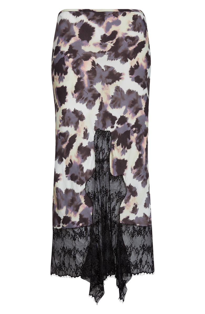 Collina Strada Hiss Crepe & Lace Midi Skirt, Alternate, color, Snow Leopard