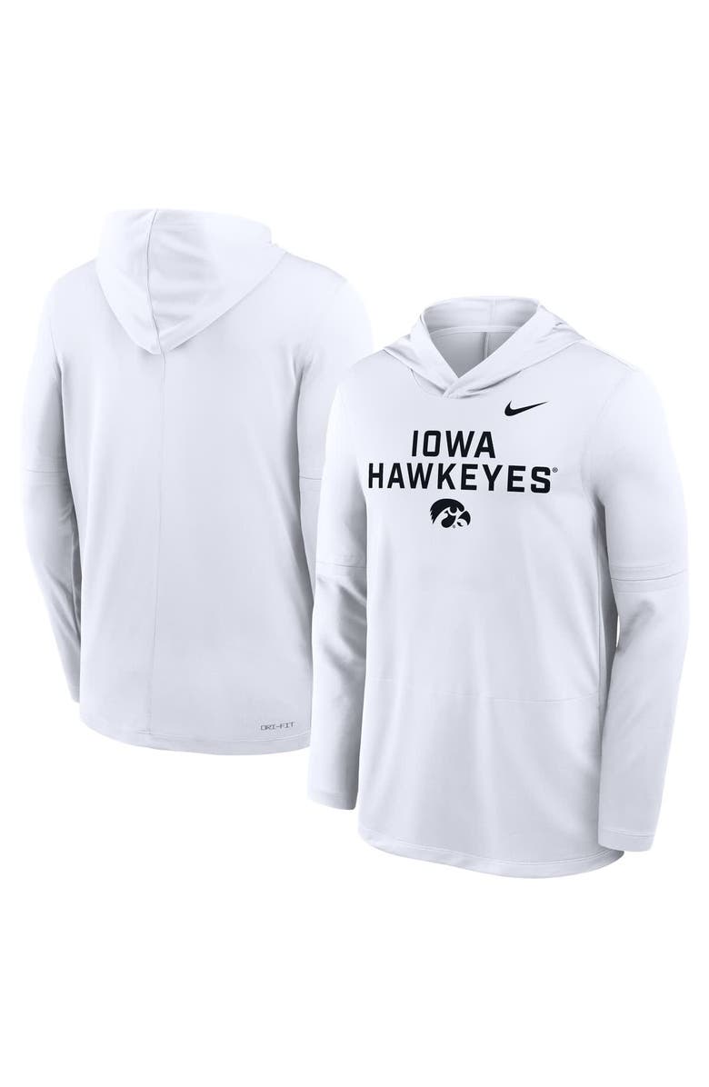 Nike Men's Nike White Iowa Hawkeyes 2025 Sideline Performance Long Sleeve Hoodie T-Shirt, Alternate, color, White