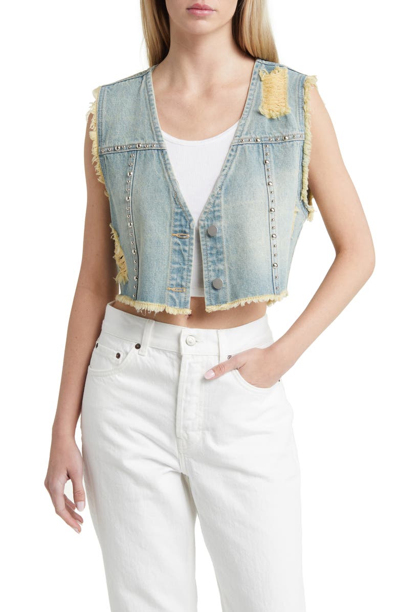 PTCL Studded Cross Denim Vest, Main, color,