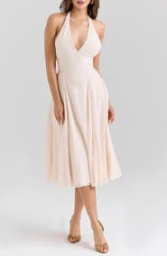 HOUSE OF CB Solada Halter Georgette Midi Dress