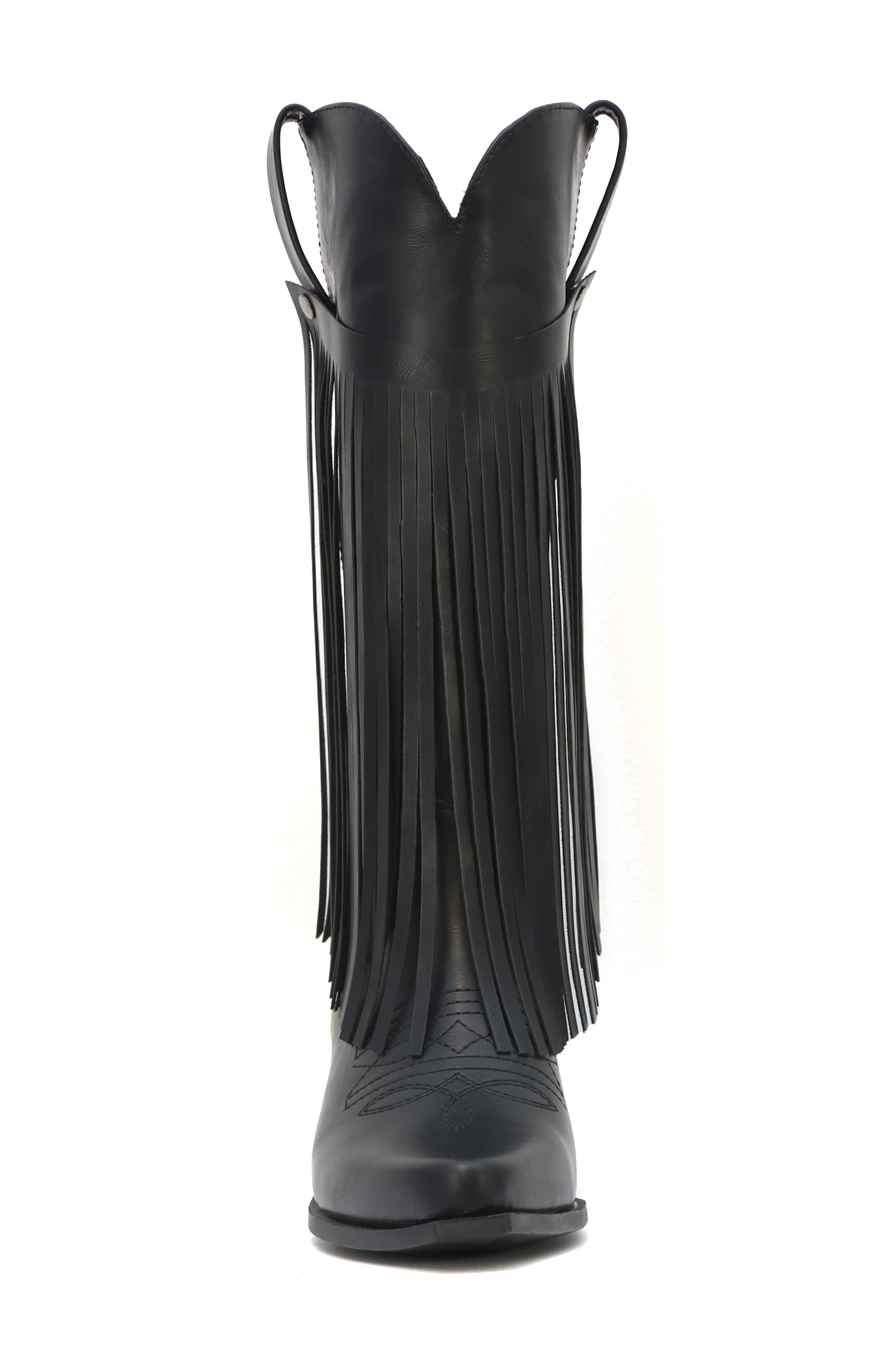 YOKI Avery Fringe Western Boot, Alternate, color, Black