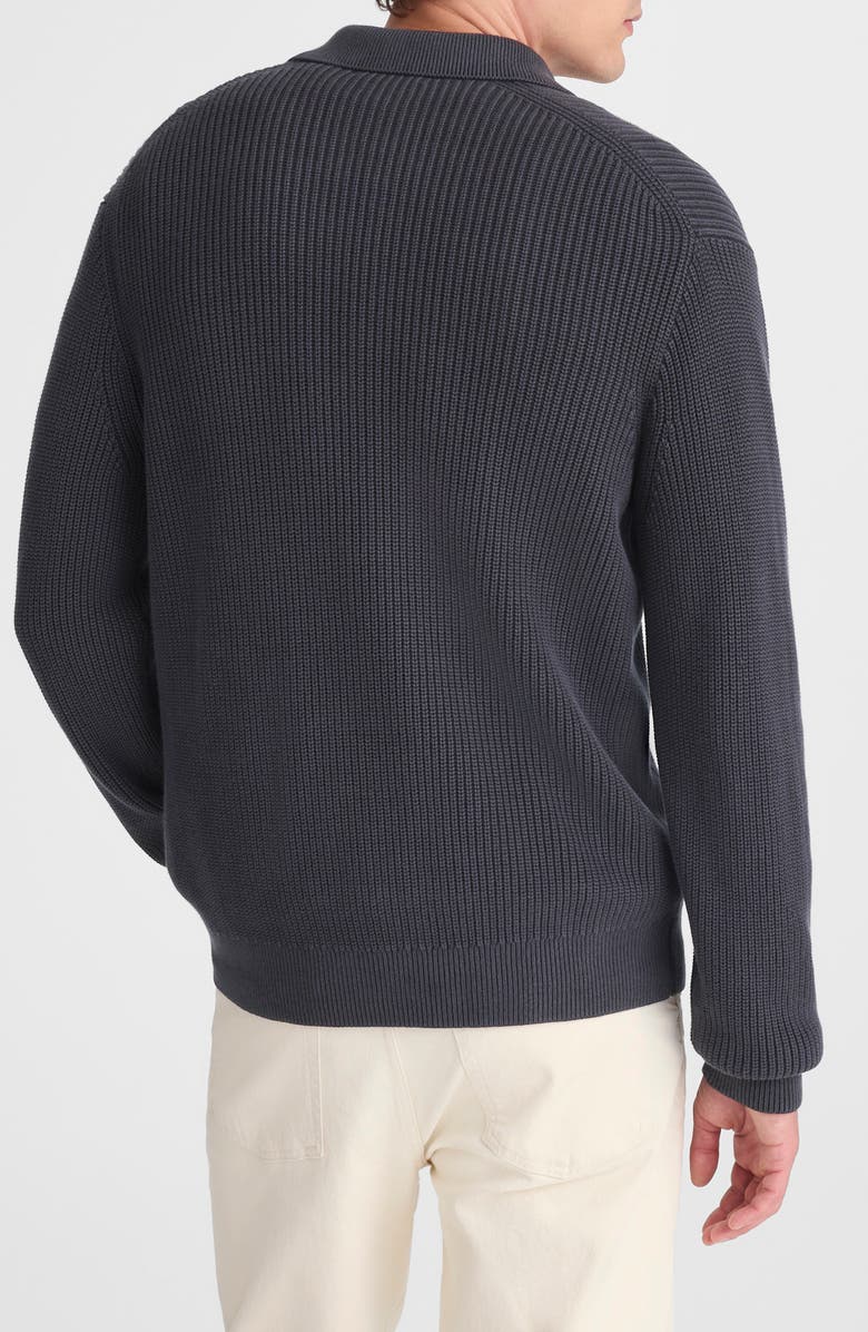Madewell Shaker Stitch Cotton Polo Sweater, Alternate, color, Obsidian Blue