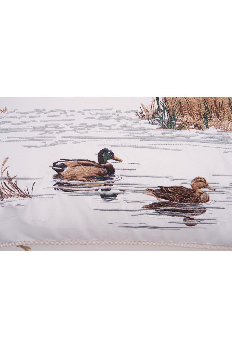 Mallard Birds In the Marsh Limited Edition Embroidered Throw Pillow, 14" x 26", Alternate, color, Brown