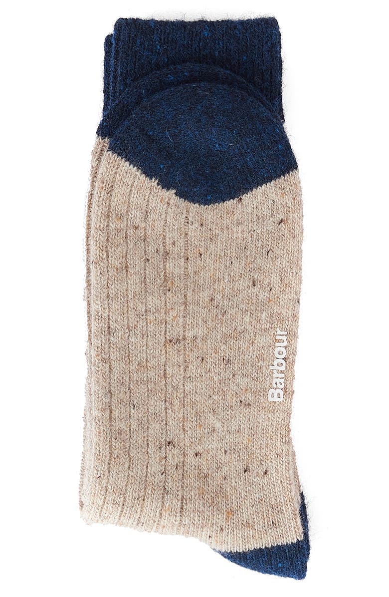 Barbour Houghton Wool Blend Boot Socks, Alternate, color, Stone/Navy