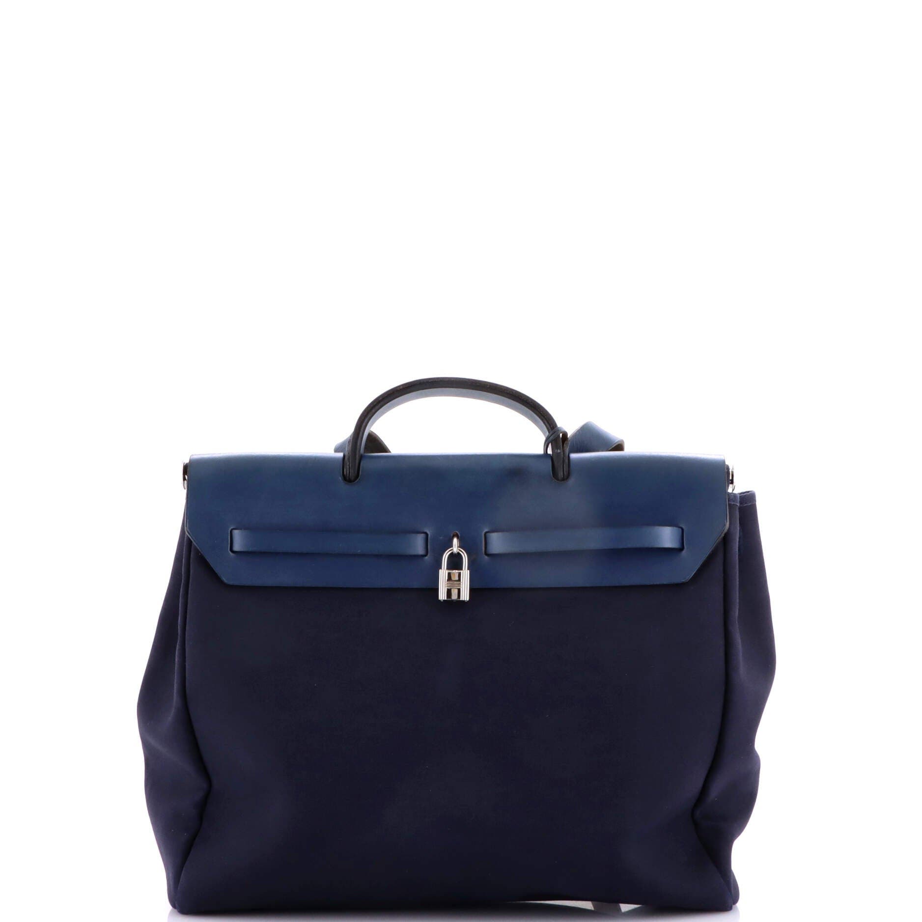 Pre-Owned Hermes Herbag Toile and Leather GM, Alternate, color, Bleu Indigo