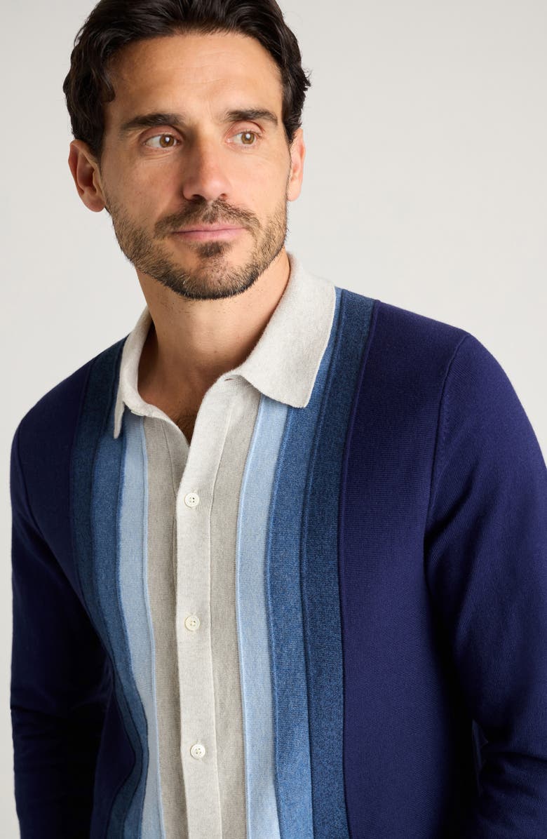 Bonobos Hudson Stripe Cotton & Cashmere Collared Cardigan, Alternate, color, Navy-Grey Ombre