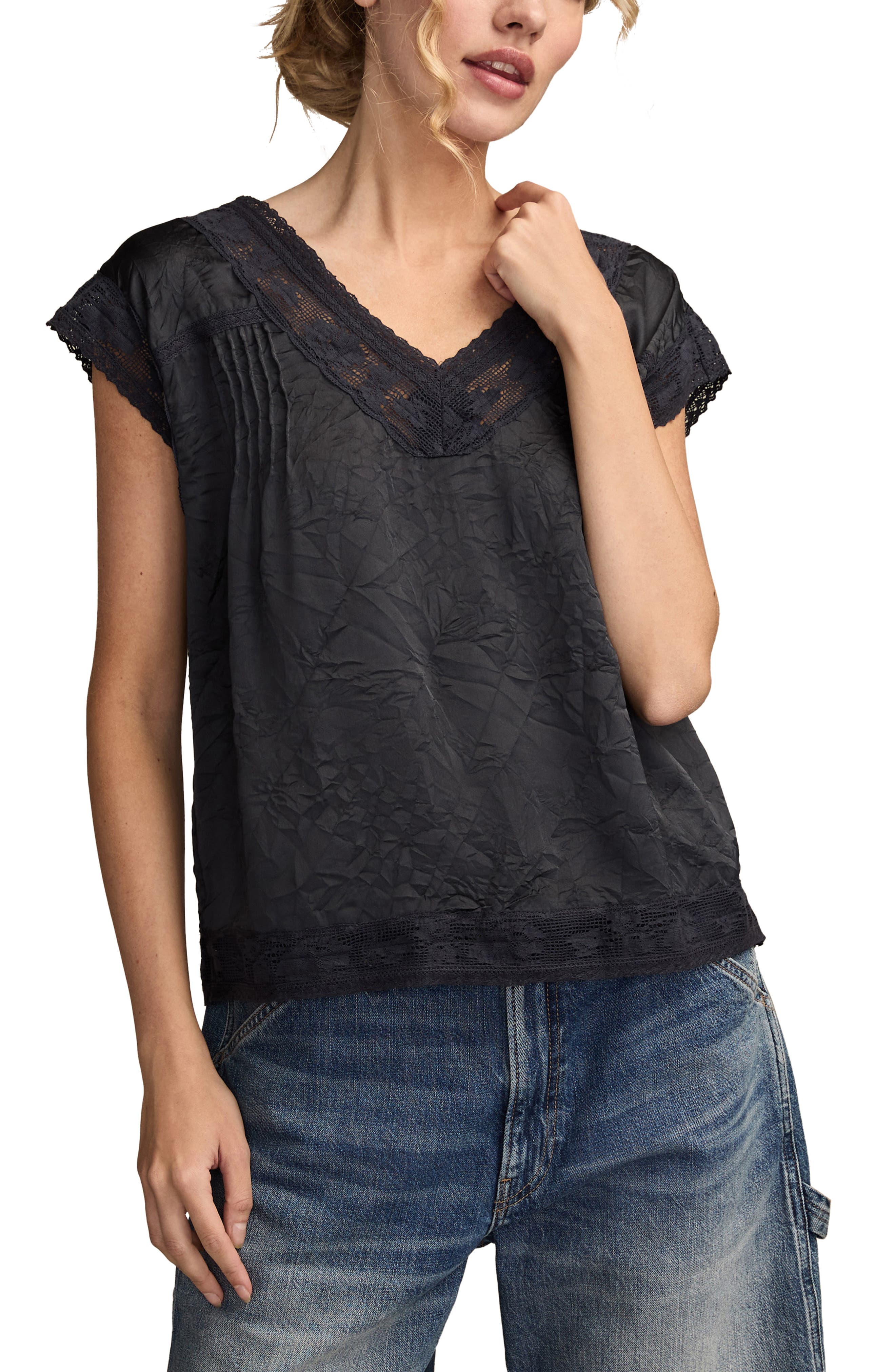 Lace Cap Sleeve Shirt - image 3