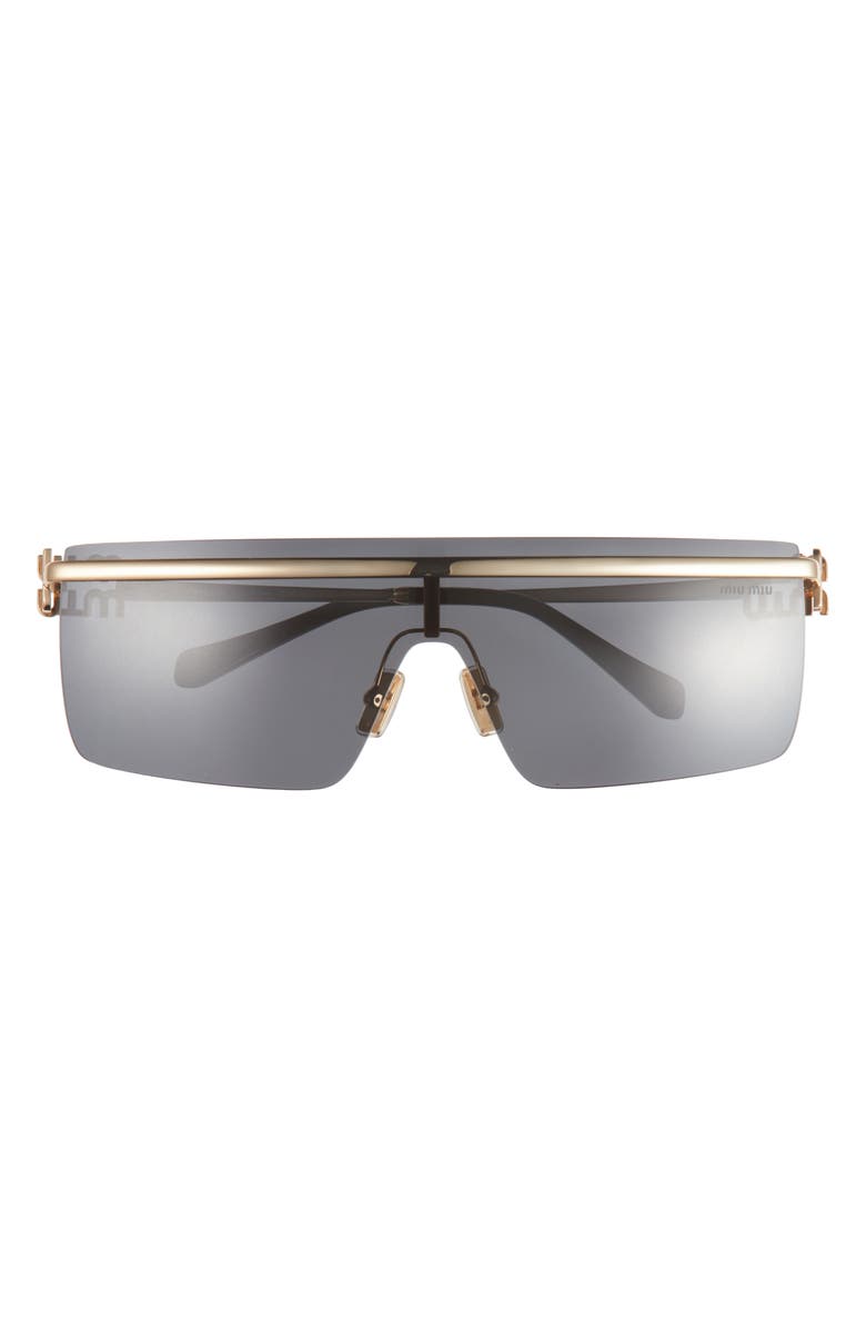 Miu Miu 50mm Shield Sunglasses, Main, color, Gold