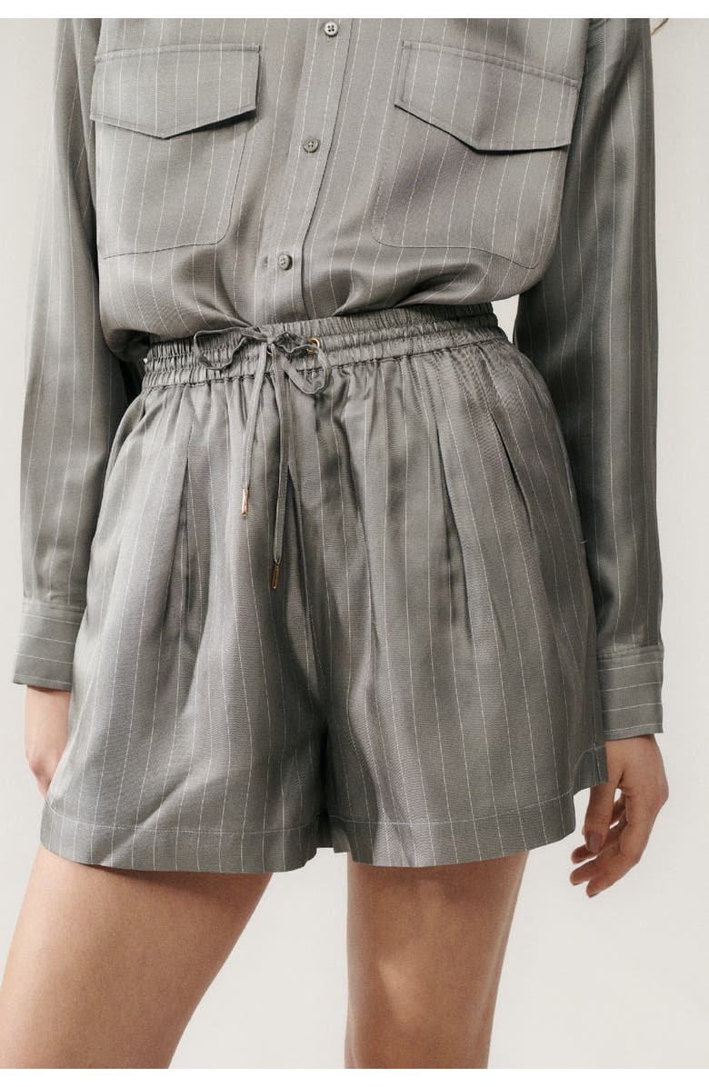 SILK LAUNDRY TWILL SLOUCH SHORTS MOON PINSTRIPE, Alternate, color, Moon Pinstripe