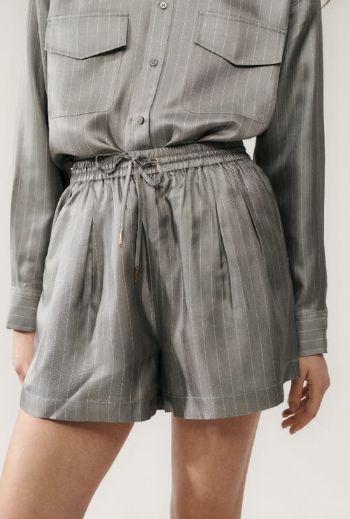 Silk Laundry Twill Slouch Shorts Moon Pinstripe In Moon Pinstripe