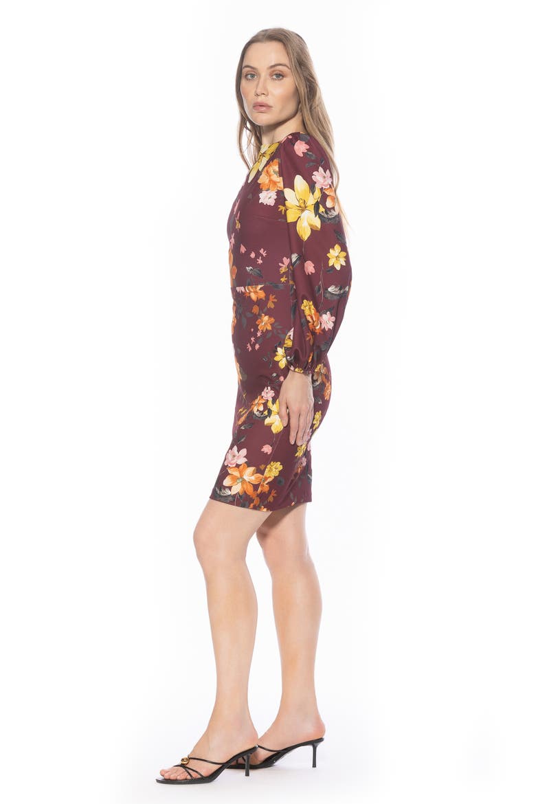 Elowen Boatneck Long Sleeve Sheath Dress, Alternate, color, BURGUNDY MULTI