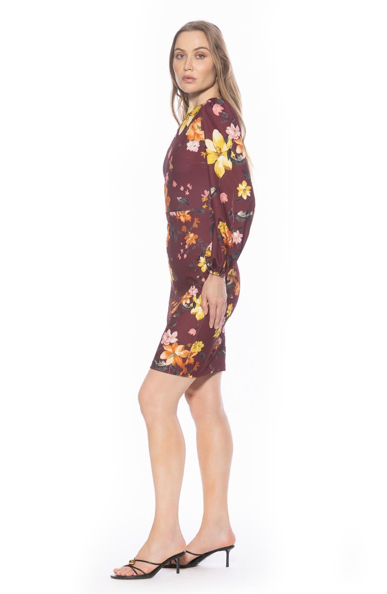 Alexia Admor Elowen Boatneck Long Sleeve Sheath Dress, Alternate, color, Burgundy Multi