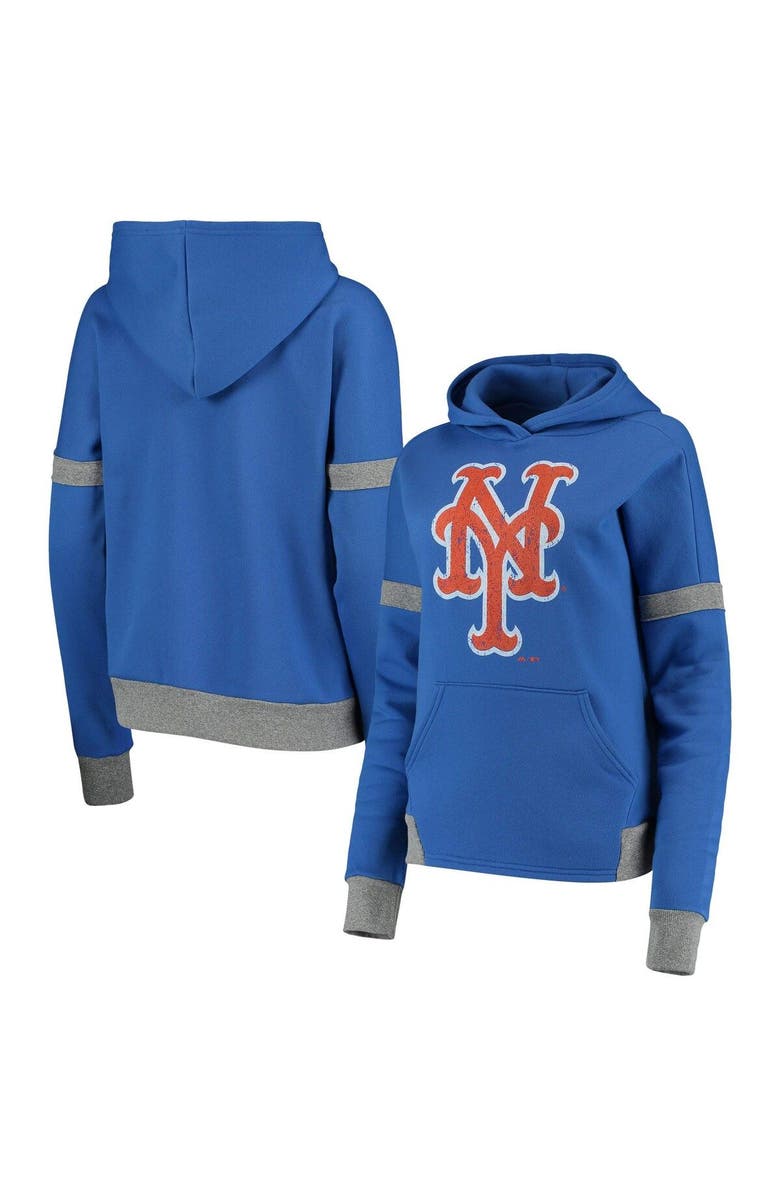 Majestic Threads Women's Majestic Threads Royal/Gray New York Mets Iconic Fleece Pullover Hoodie, Alternate, color,