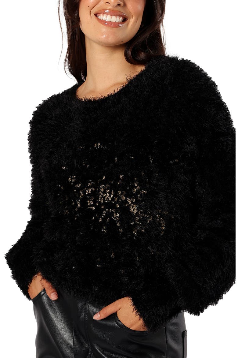 Sabrina Faux Fur Sweater, Alternate, color, BLACK