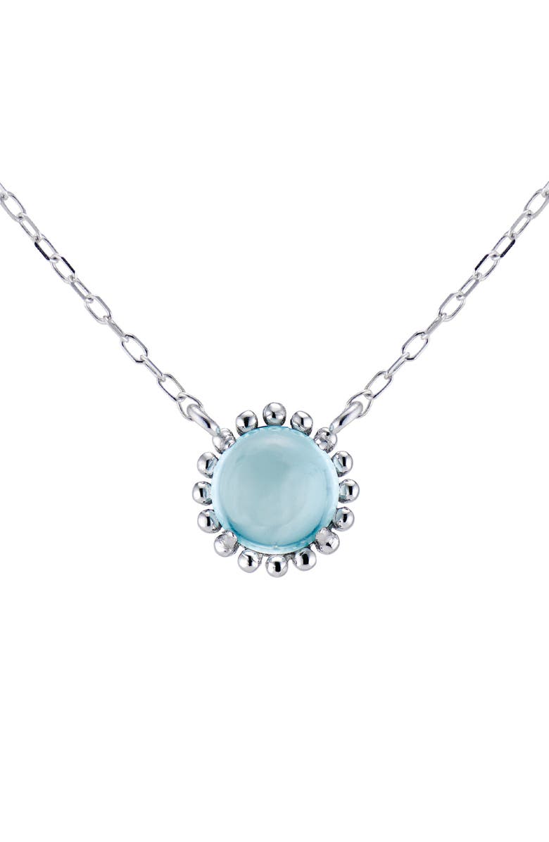 House of Frosted Sterling Silver Topaz Flower Pendant Necklace, Main, color, Silver